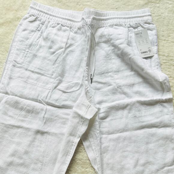 NWT Athleta | Retreat High Waisted Wide Leg White Linen Pants | Plus Size 22 - Picture 3 of 7